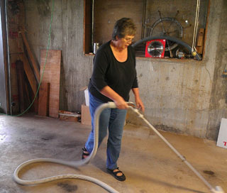 Vacuuming the garage