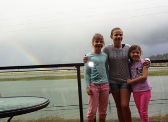 Girls with rainbow